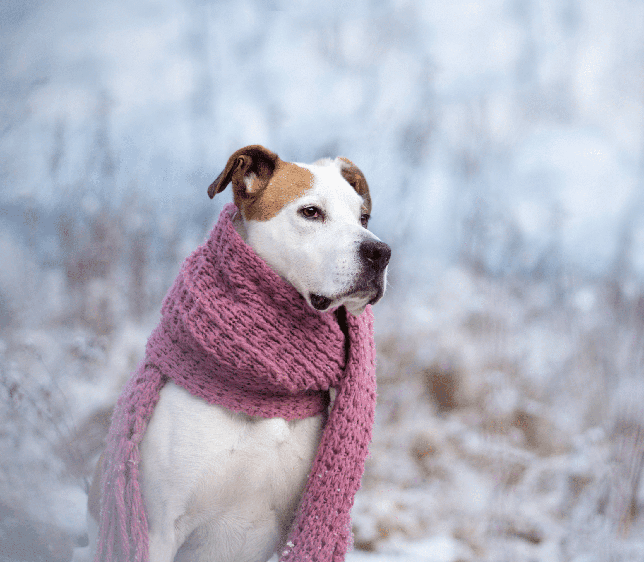 Adult dog with pink scarf